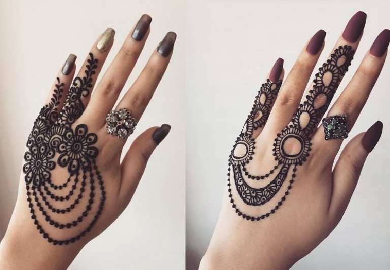 Stylish Jewellery Back Hand Mehndi Design