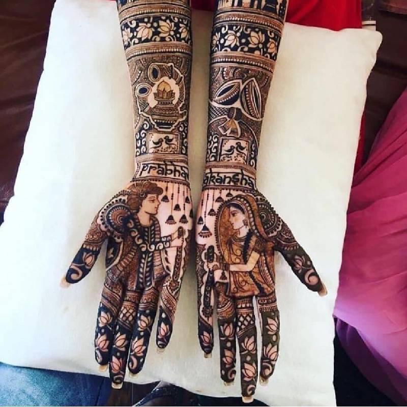 Bride & Groom Design Full Hand Mehendi